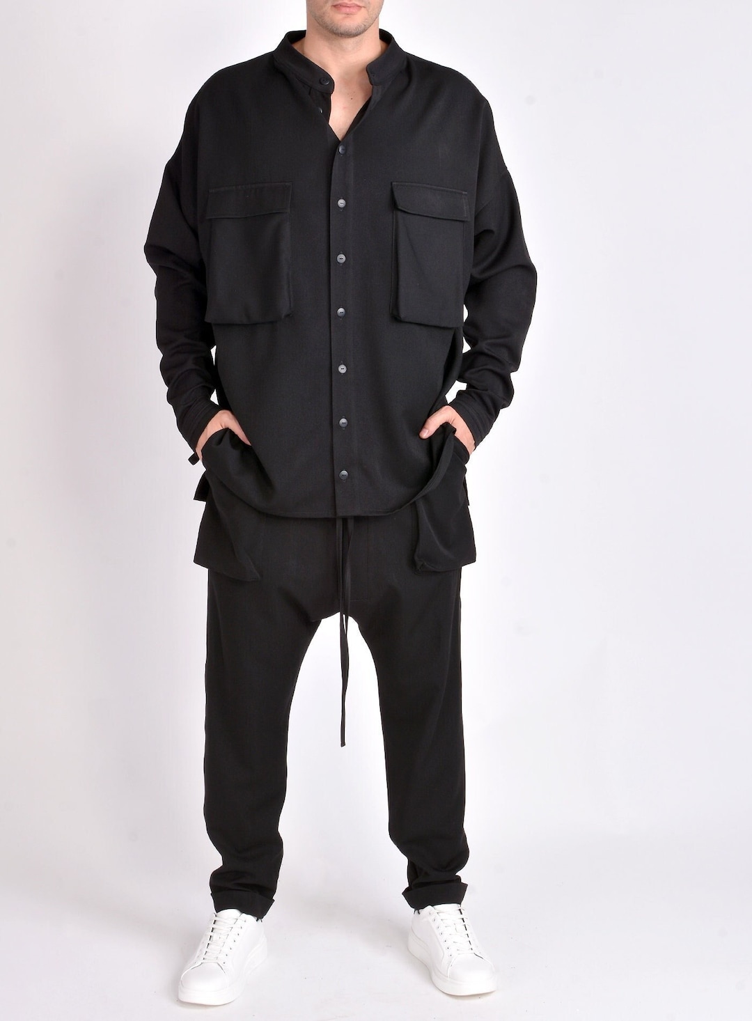 公式通販サイトセール Pants, & Shirt - Set Sports Designer Loose Black Trousers, Clothing