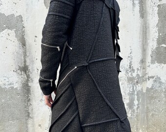 Handmade Extravagant Coat, Men's Coat, Black Coat, Winter