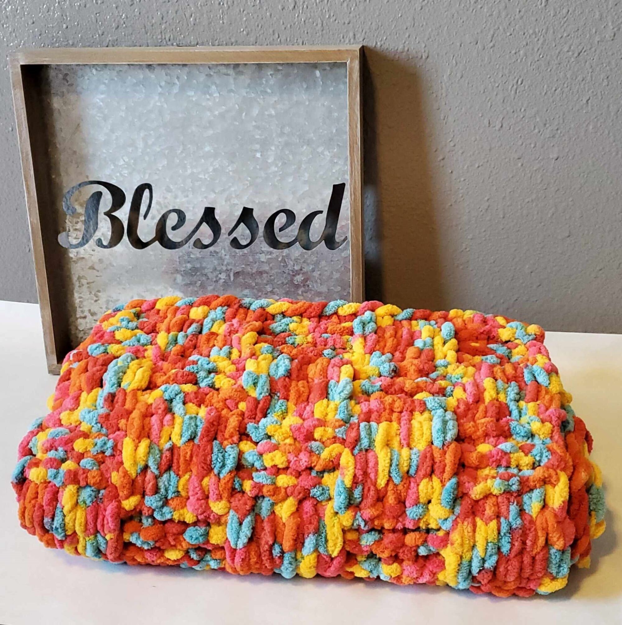 Rainbow Knit Blanket/ Baby Blanket/loop Yarn Blanket Etsy