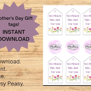 Mother&#39;s Day Gift Tags Printable Instant Download