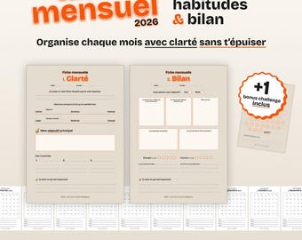 Printable 2026 Monthly Calendar | Organization, Habit Tracking & Review | A4 - A5 PDF Planner