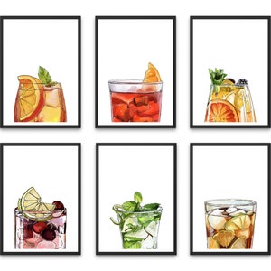 Cocktail Print Set of 6, Trendy Bar Cart Gallery, DIGITAL DOWNLOAD, Modern Cocktail Posters, Printable Art, Drink Wall Decor, Retro Bar Cart