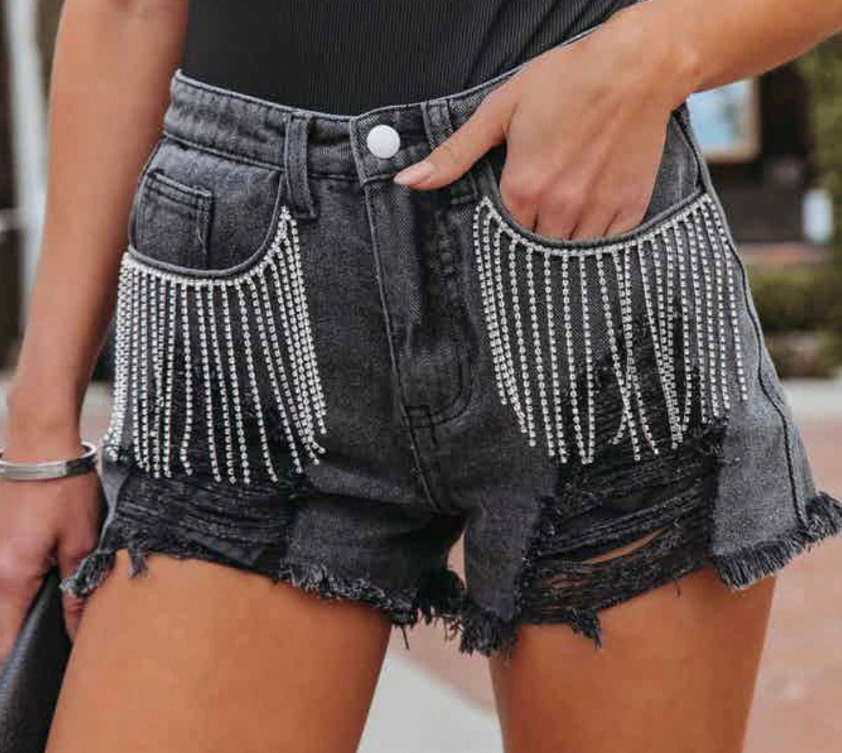 Women’s Studded Rhinestone Shorts