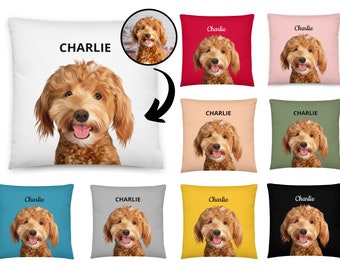 Custom Pet Portrait Pillow: Hand-Illustrated Throw Cushion, Dog Cat Gift