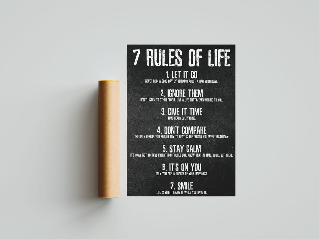7 Rules of Life Wall Art, 7 Rules of Life Poster, Motivational Art ...