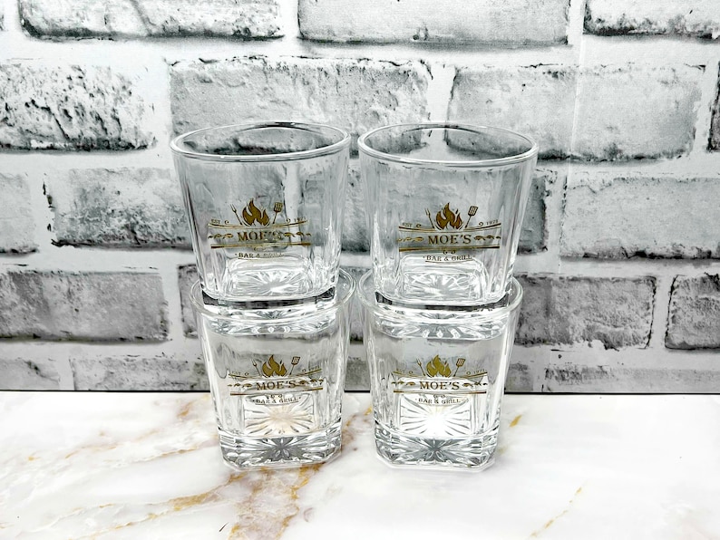 11oz Set of Four | Whiskey Square Rock Glasses | Any Custom Engraving ...