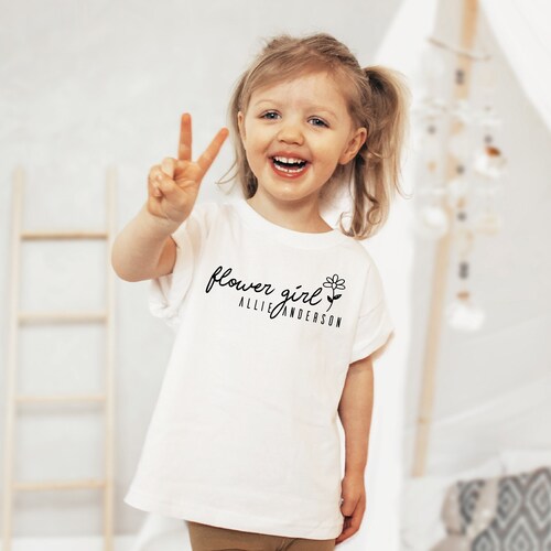 Custom Flower Girl Shirt With Name Personalized Name Flower Etsy