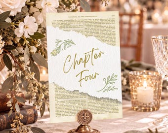 Canva Book Table Number, Happily Ever After, Love Story, Book Wedding, Editable Template, Wedding Book Table Name, Art Nouveau, Chapter, GC