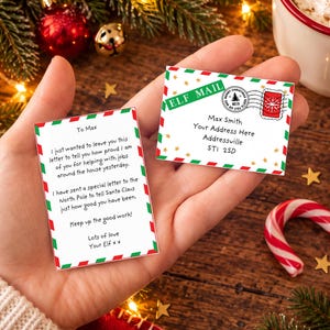 Mini carta de elfo imprimible en Canva con sobre, Hola de tu elfo, Imprimibles de elfo, Carta de elfo, Carta de despedida de elfo, Descarga instantánea