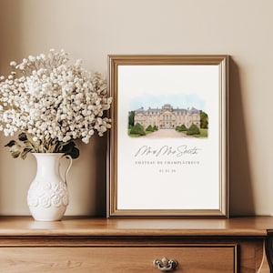 Wedding Venue Gift, Digital Watercolour Venue, Digital Illustration, Wedding Venue Drawing, Digital Download, Wedding gift, Anniversary Gift