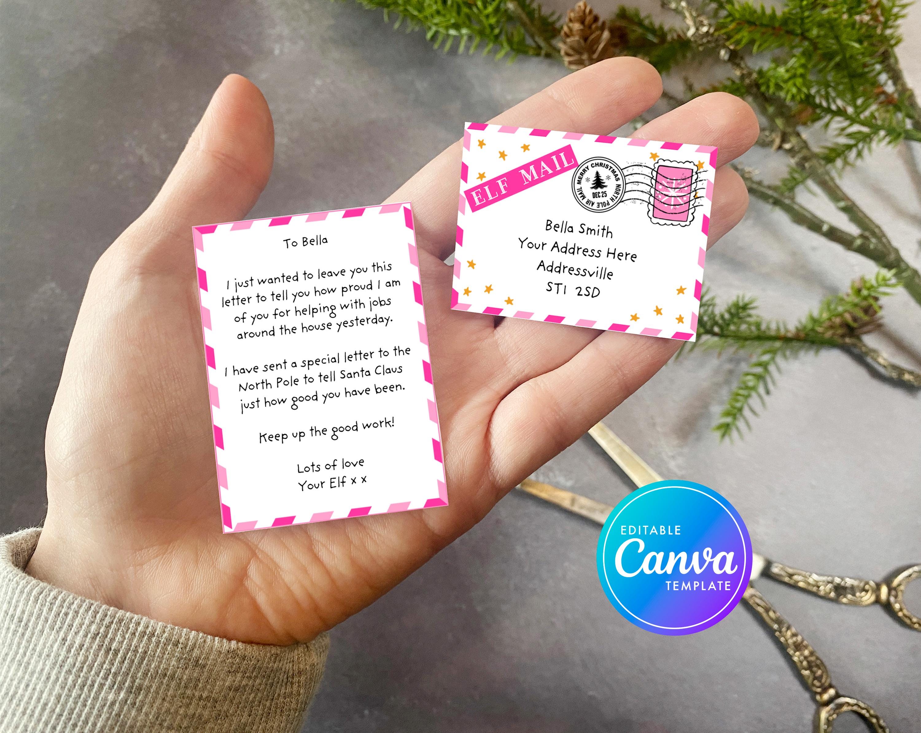 Printable Pink Mini Elf Letter with envelope, Hello from your Elf, Elf Printables, Letter from Elf, Elf Goodbye Letter, Instant Download