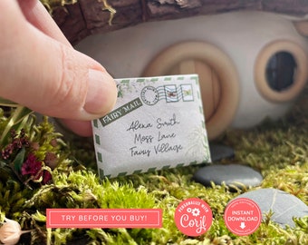 Mini juego de cartas imprimibles de Fairy Land con sobre, mapa de Fairy Land, búsqueda del tesoro del tesoro, descarga instantánea y conjunto de hadas totalmente editable