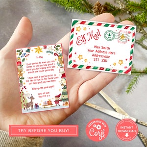 Mini Carta de Elfo Imprimible con sobre, Hola de tu Elfo, Imprimibles de Elfos, Carta de Elfo, Carta de Adiós de Elfos, Descarga Instantánea
