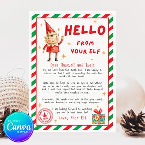 Editable Elf Hello Letter, Elf Hello, Hello from your Elf, Christmas Elf greetings, Welcome, Adoption Printable Template, Instant Download