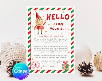 Editable Elf Hello Letter, Elf Hello, Hello from your Elf, Christmas Elf greetings, Welcome, Adoption Printable Template, Instant Download