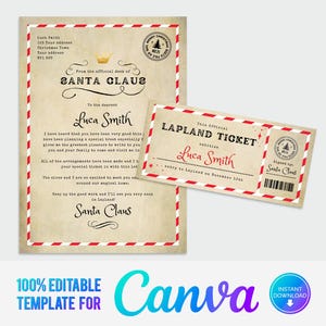 Canva, Ingresso para a Lapônia, Carta do Papai Noel para a Lapônia, Correio do Pólo Norte, Ingresso para o Pai Natal, Ingresso para o Papai Noel, Ingresso para a Lapônia, Imprimível