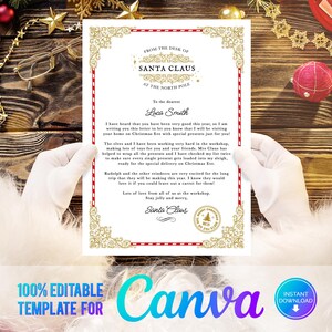 Carta a Papá Noel y certificado de lista de buenos deseos, carta de Papá Noel, plantilla de Canva, personalizada, descarga instantánea, bricolaje, impresión en casa