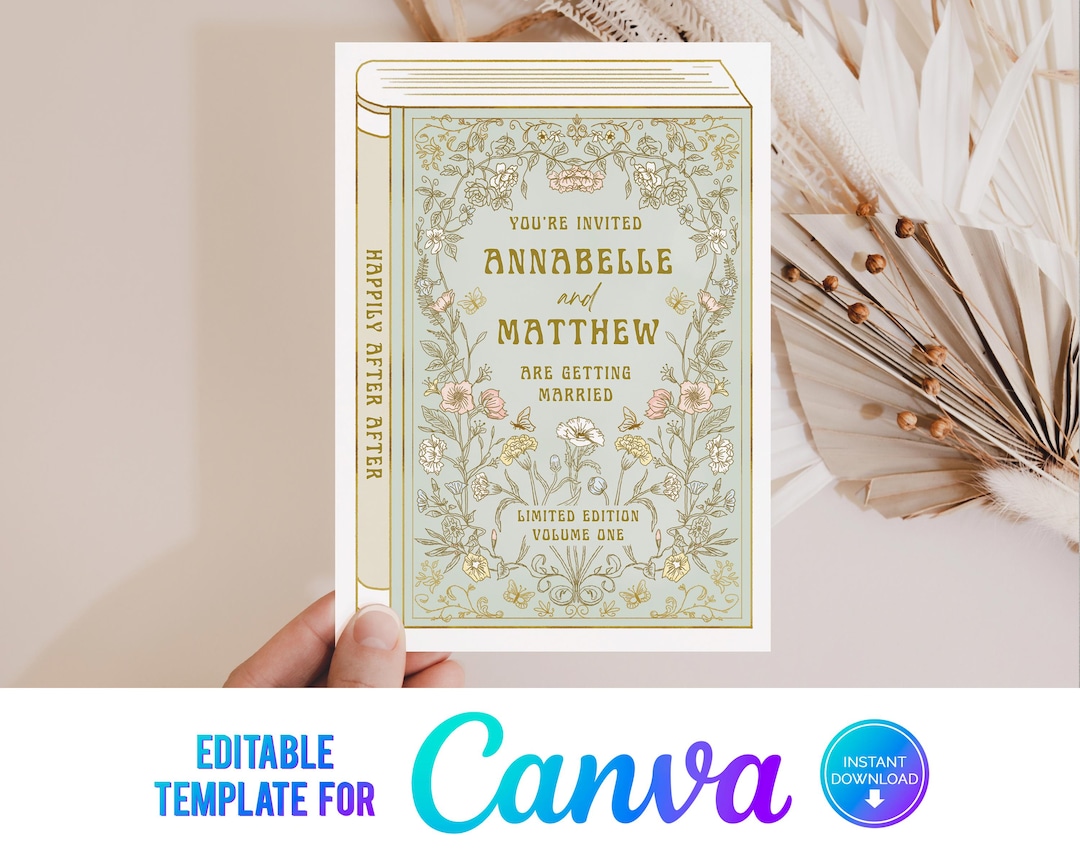Canva Book Cover Wedding Invitation, Happily Ever After, Love Story ...