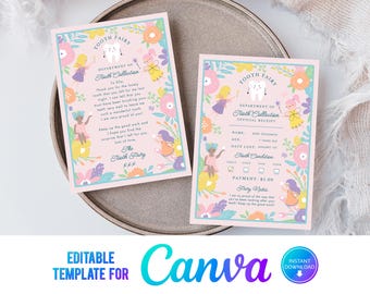 Canva, Printable Tooth Fairy Pink, receipt and fairy letter, Instant Download, Editable tooth fairy,  Pastel Tooth Fairy Letter, Certificate