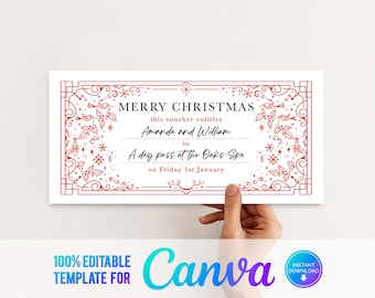 Vale de regalo de Navidad de Canva, entrada para eventos, vale de Navidad para imprimir en casa, vale de regalo digital, entrada sorpresa, cupón de regalo de último minuto