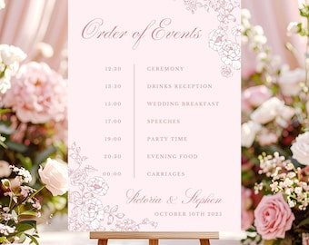 Canva Blush Pink and White Wedding Welcome, Floral Wedding Sign, White Flowers, Elegant Wedding Template, VR