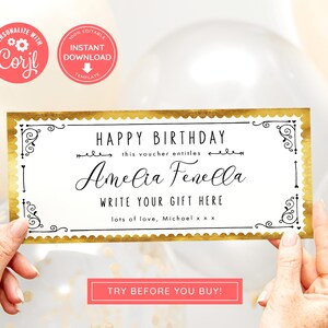 Editable Event Golden Ticket, Print at home Birthday Voucher, Digital Gift Voucher, Surprise Ticket, Gold Voucher, Gift voucher, coupon