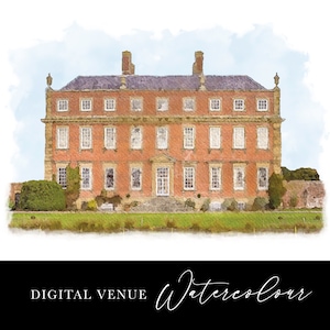 Wedding Venue Watercolour Digital File, Digital Watercolour Venue, Custom Watercolour Illustration, Wedding Venue Drawing Digital Download