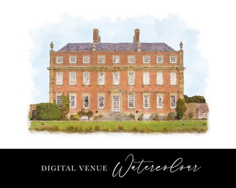 Wedding Venue Watercolour Digital File, Digital Watercolour Venue, Custom Watercolour Illustration, Wedding Venue Drawing Digital Download