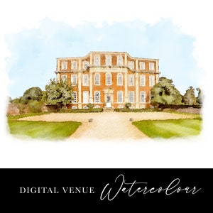 Bruiloft locatie aquarel digitaal bestand, digitale aquarel locatie, aangepaste aquarel illustratie, trouwlocatie tekening digitale download