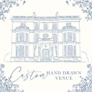 Wedding Venue Hand Drawn Sketch, Digital File, Digital Wedding Venue, Custom Illustration, Wedding Venue Drawing, Hand drawn line drawing