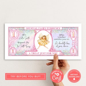 Tooth Fairy Printable Voucher, Tooth Fairy Currency, Money from the Tooth Fairy, Pink Tooth Fairy Gift, Receipt, Lost Tooth, First Tooth