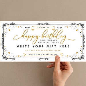 Editable Event Golden Ticket, Print at home Birthday Voucher, Digital Gift Voucher, Surprise Ticket image 3