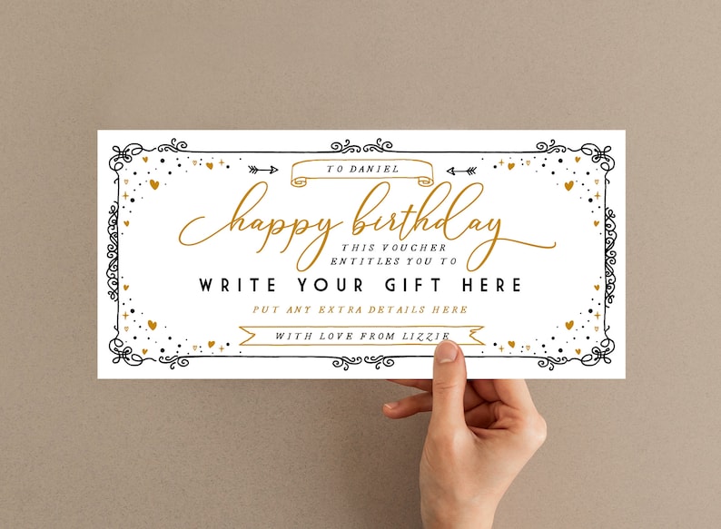 Editable Event Golden Ticket, Print at home Birthday Voucher, Digital Gift Voucher, Surprise Ticket image 3