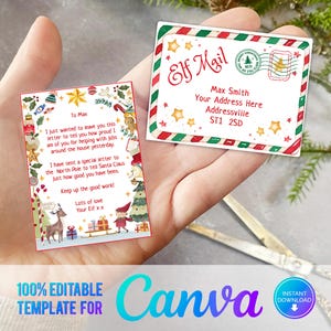 Carta de elfo en miniatura para imprimir en Canva con sobre, Hola de tu elfo, Imprimibles de elfos, Carta de un elfo, Carta de despedida de un elfo, Descarga instantánea