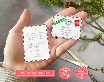 Printable Mini Elf Letter with envelope, Hello from your Elf, Elf Printables, Letter from Elf, Elf Goodbye Letter, Instant Download