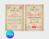 Instant Download Editable Santa Letter and Nice List Certificate, Vintage Personalised Letter from Santa, Printable Canva Santa Template