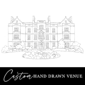 Wedding Venue Hand Drawn Sketch, Digital File, Digital Wedding Venue, Custom Illustration, Wedding Venue Drawing, Hand drawn line drawing