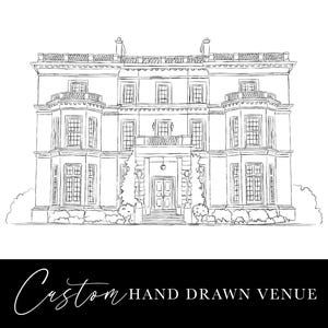 Wedding Venue Hand Drawn Sketch, Digital File, Digital Wedding Venue, Custom Illustration, Wedding Venue Drawing, Hand drawn line drawing