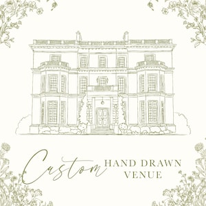 Wedding Venue Hand Drawn Sketch, Digital File, Digital Wedding Venue, Custom Illustration, Wedding Venue Drawing, Hand drawn line drawing