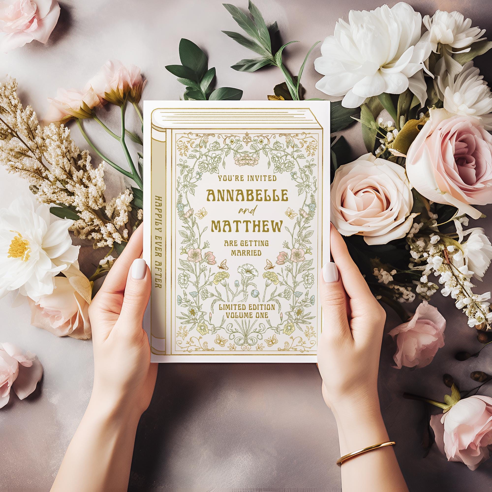 Canva Book Cover Wedding Invitation, Happily Ever After, Love Story ...