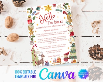 Canva Editable Elf Hello I'm Back Letter, Hello from your Elf, Christmas Elf greetings, Welcome, Adoption Printable Template, Download