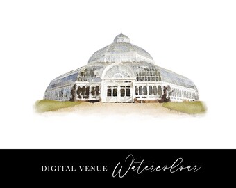 Wedding Venue Watercolour Digital File, Digital Watercolour Venue, Custom Watercolour Illustration, Wedding Venue Drawing Digital Download