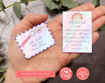 Printable Mini Birthday Fairy Land Letter Set with envelope, Fairy Land Map, Scavenger Treasure Hunt, Instant Download, fully editable