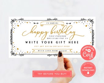 Editable Event Golden Ticket, Print at home Birthday Voucher, Digital Gift Voucher, Surprise Ticket