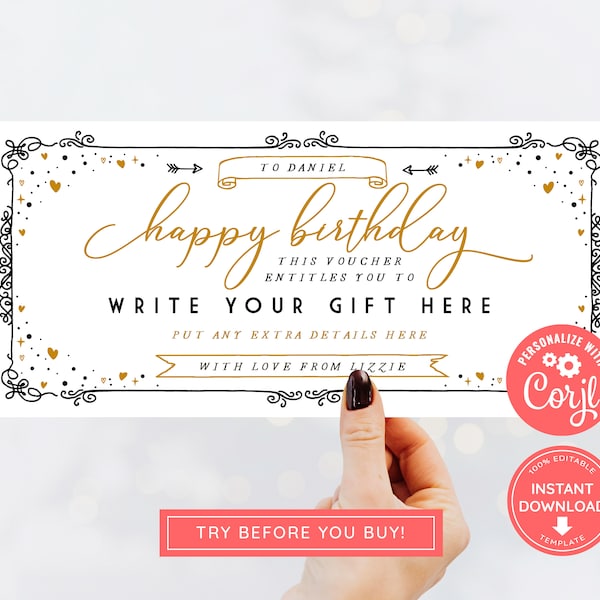 Editable Event Golden Ticket, Print at home Birthday Voucher, Digital Gift Voucher, Surprise Ticket