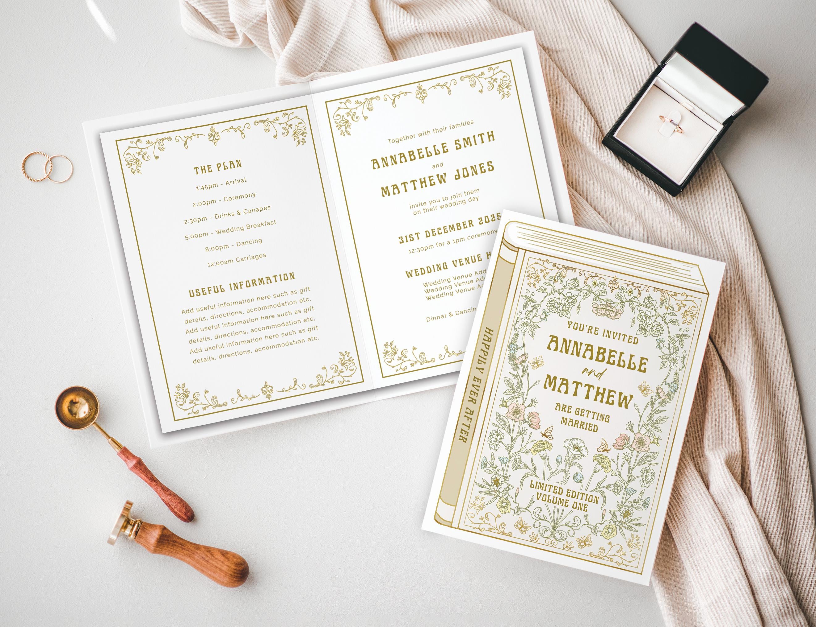 Invit Cover Canva Book Cover Wedding Invitation, Happily Ever After, Love Story ...
