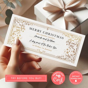 Editable Christmas Gift Voucher, Event Ticket, Print at home Christmas Voucher, Digital Gift Voucher, Surprise Ticket, Last Minute Gift