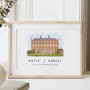 Wedding Venue Gift, Digital Watercolour Venue, Digital Illustration, Wedding Venue Drawing, Digital Download, Wedding gift, Anniversary Gift