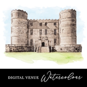 Bruiloft locatie aquarel digitaal bestand, digitale aquarel locatie, aangepaste aquarel illustratie, trouwlocatie tekening digitale download