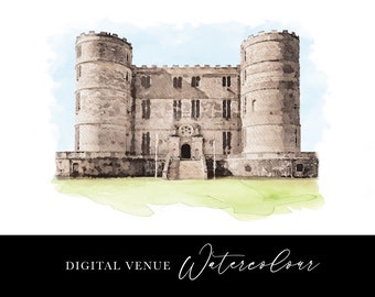 Wedding Venue Watercolour Digital File, Digital Watercolour Venue, Custom Watercolour Illustration, Wedding Venue Drawing Digital Download
